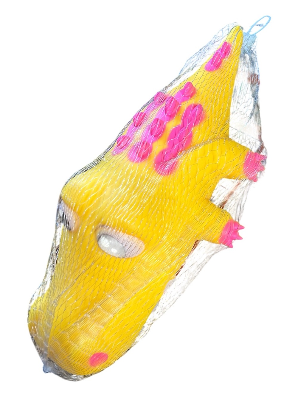 Bright Yellow Crocodile Bath Toy with Pink Accents